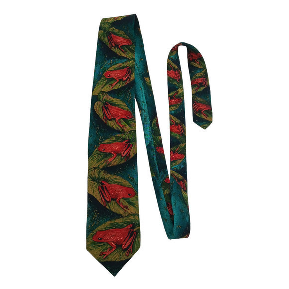 WORLD Wildlife Fund‎  WWF Mens Neck Tie Tropical Forest Frogs 100% Silk Science - Picture 1 of 8